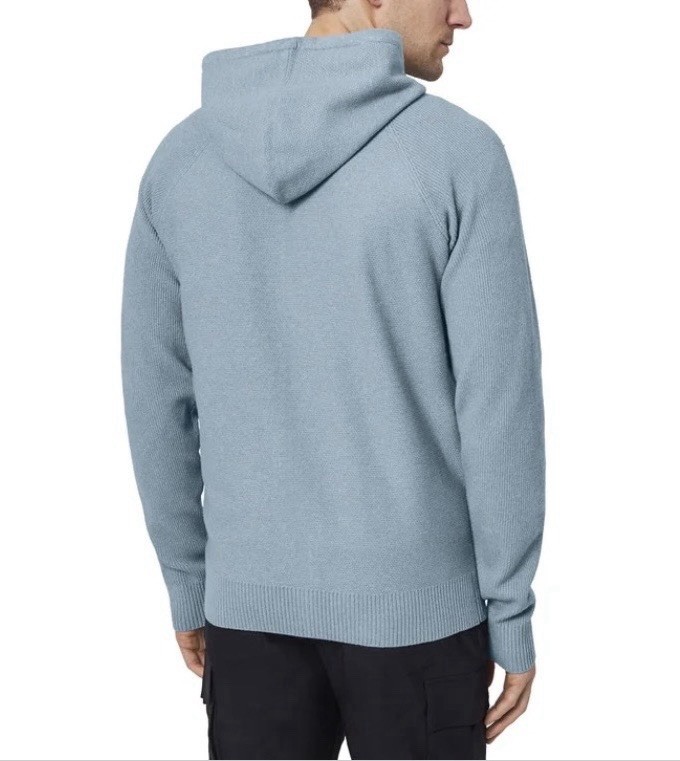 Modern Ambition Men’s Full Zip Hooded Sweater, 4‑Way Stretch, Small, Color Blue