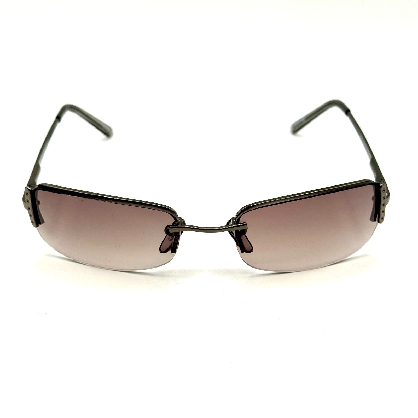 Fashion Rimless Oval Sunglasses Grey Metal Designer Frame Gradient Lens 90’s Y2k