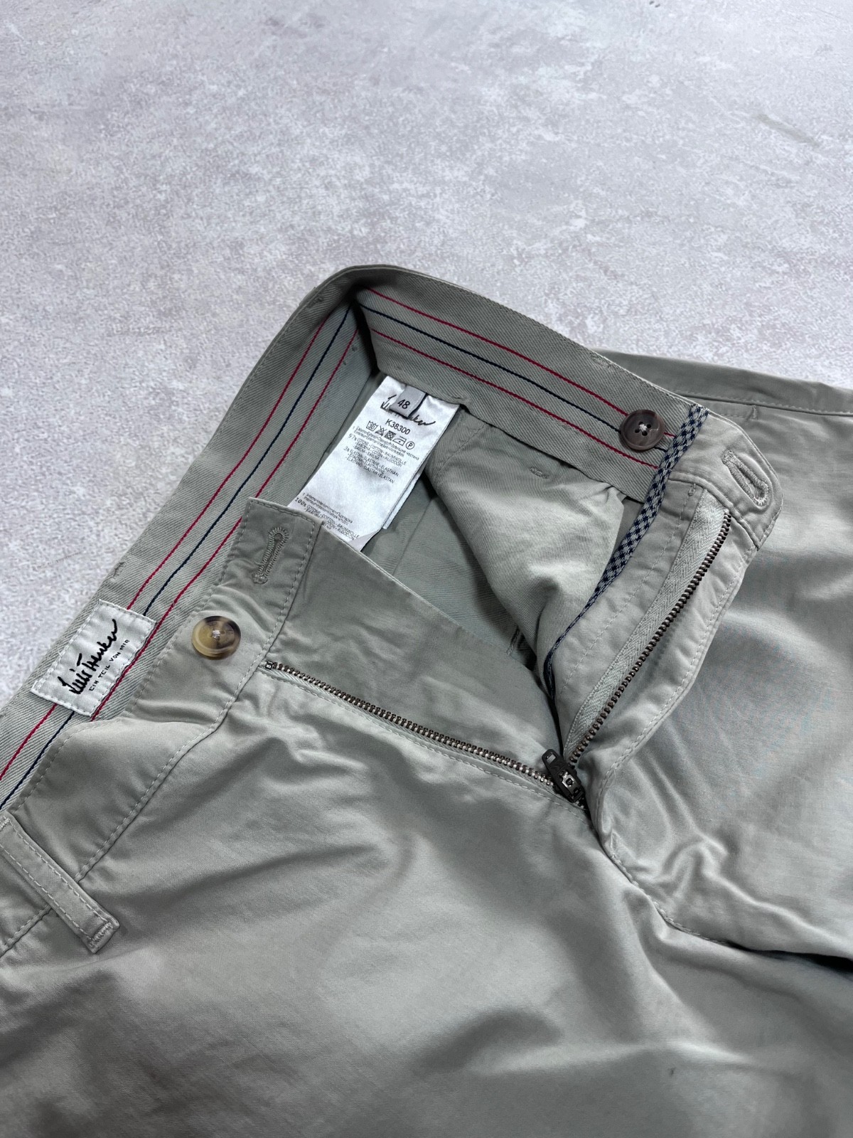 Luis Trenker Men’s Chino Pants Size 48 Gray Cotton Blend Casual Trousers Luxury