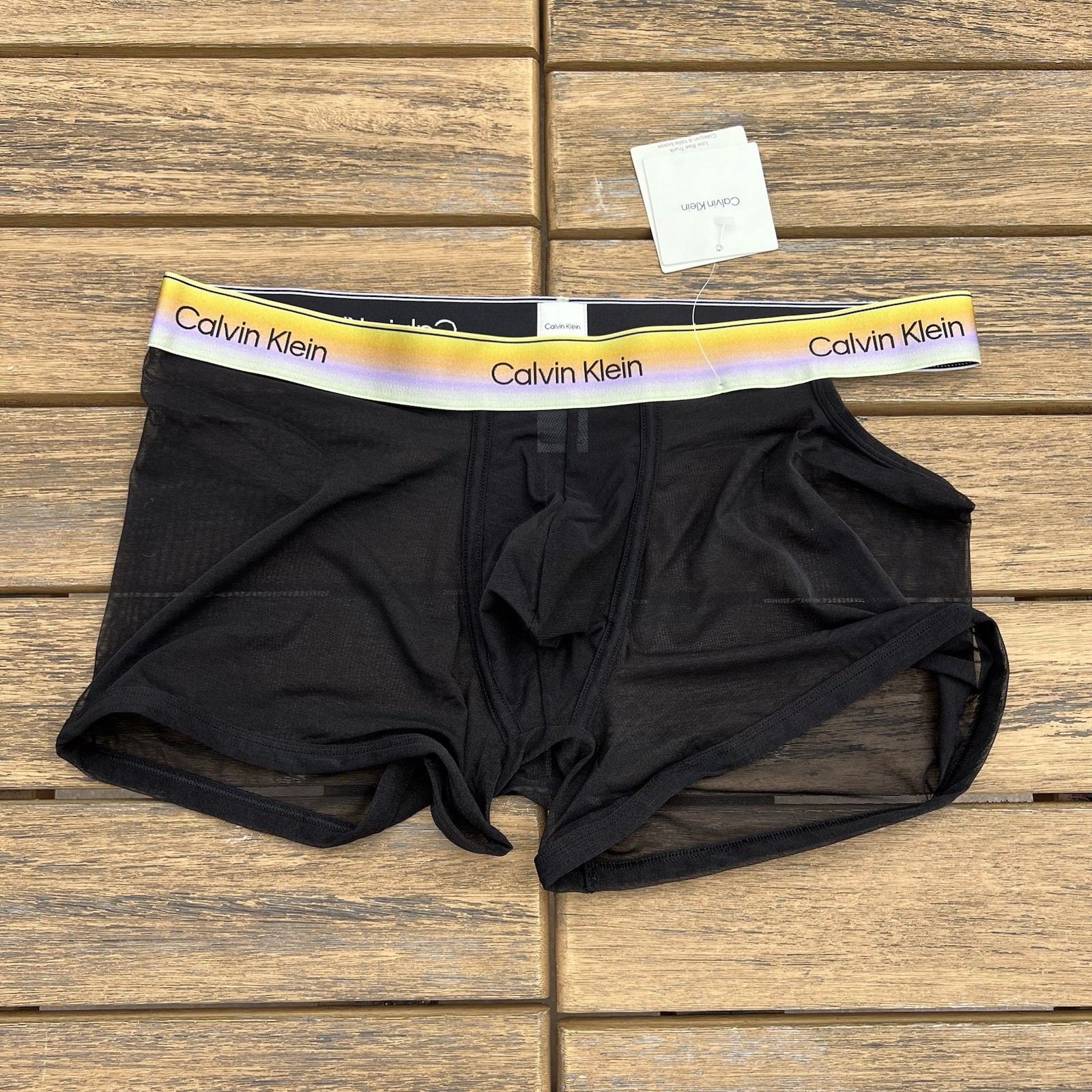 Calvin Klein CK men black icon sheer mesh nylon Trunk underwear size M L