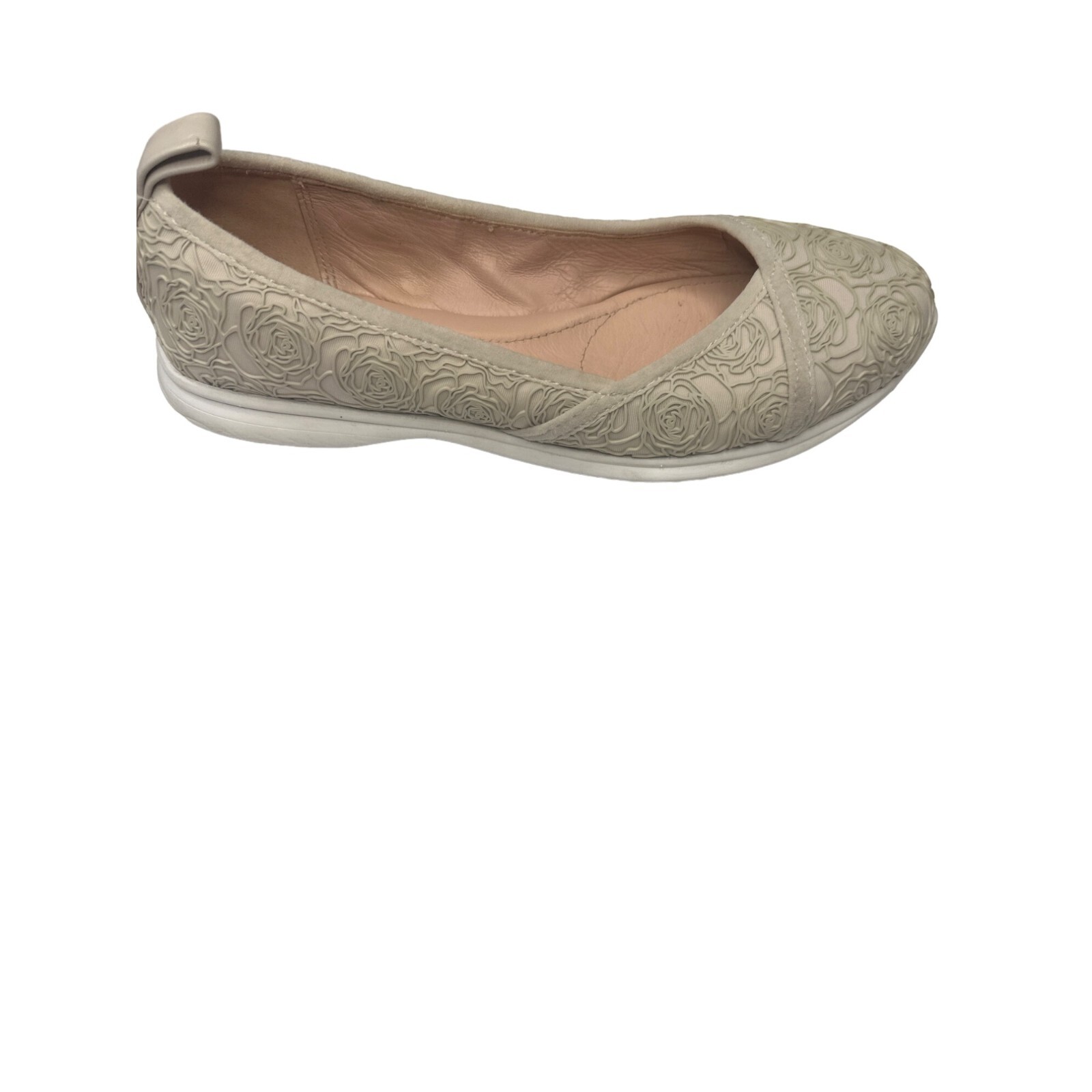 Taryn Rose Bobbi Sneaker Embossed Rose Design Textured Outsole Flat Floral Beige