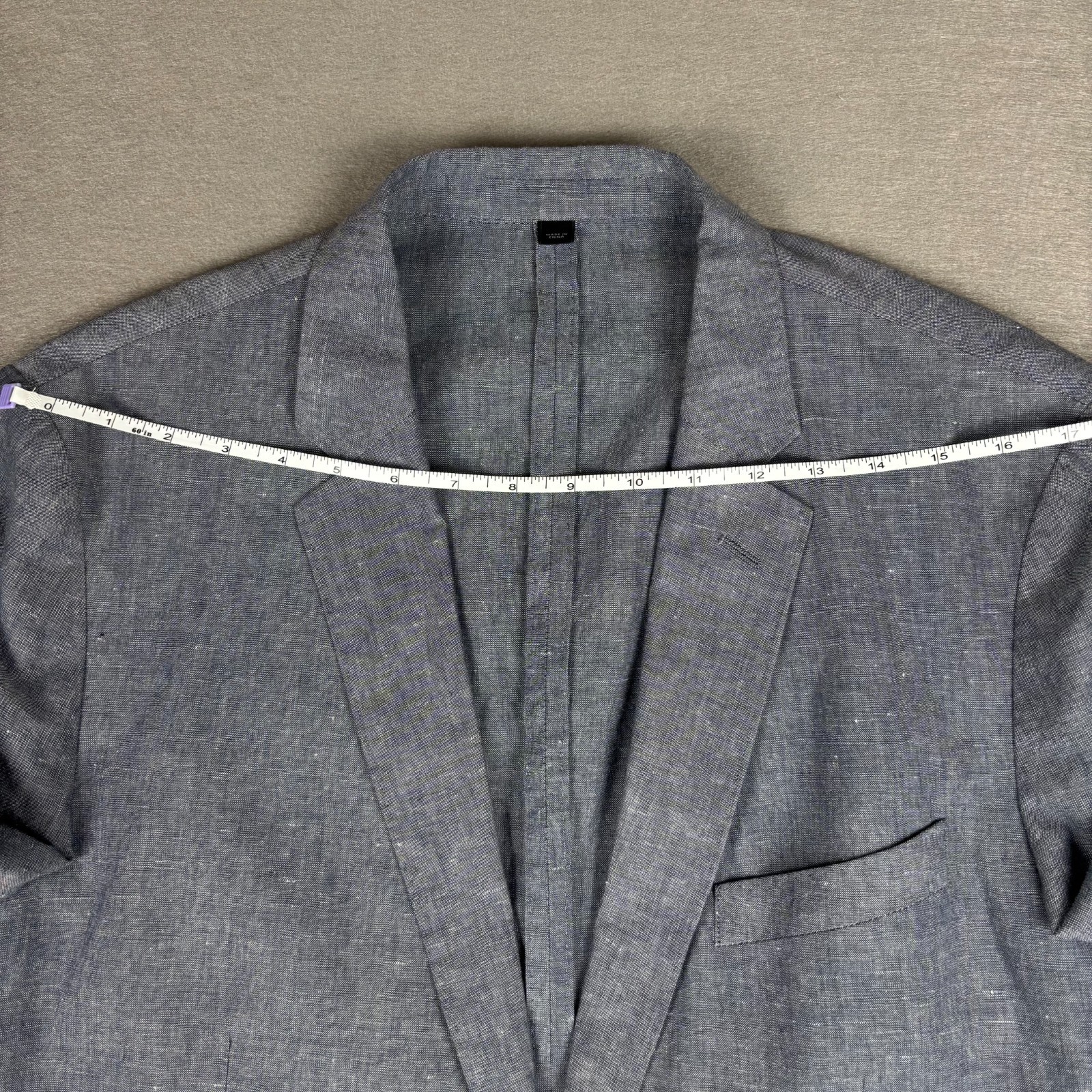J.Crew Ludlow Chambray Linen Cotton Sport Coat Blazer 42L Blue Portugal