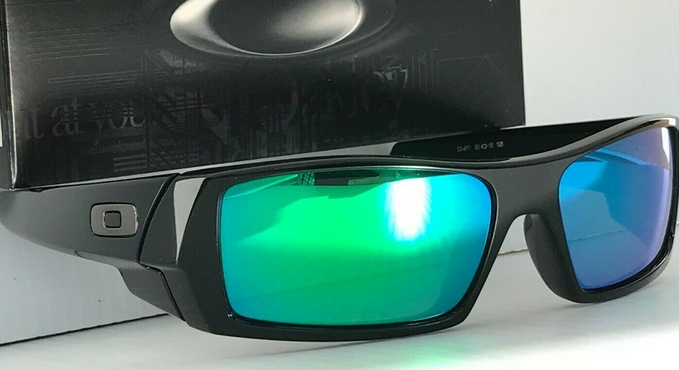 NEW Oakley GASCAN Black polished POLARIZED Galaxy Jade Iridium Sunglass 9014