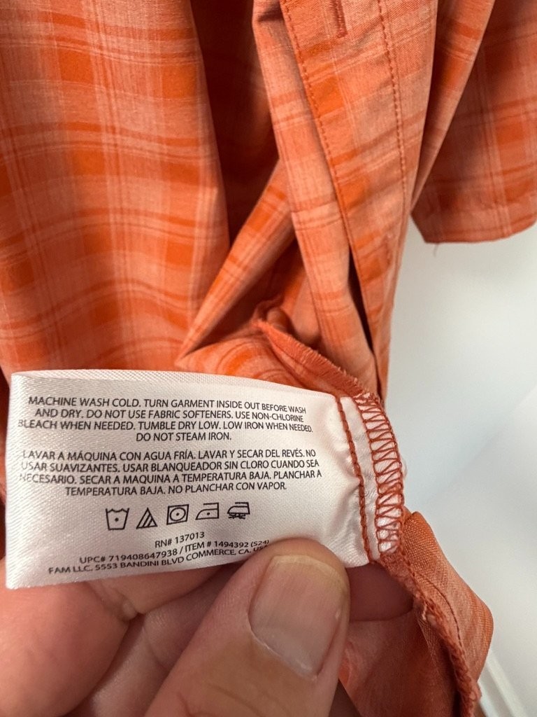 Orvis Classic Collection Mens L Button Down Shirt Orange Plaid 1494392 Used