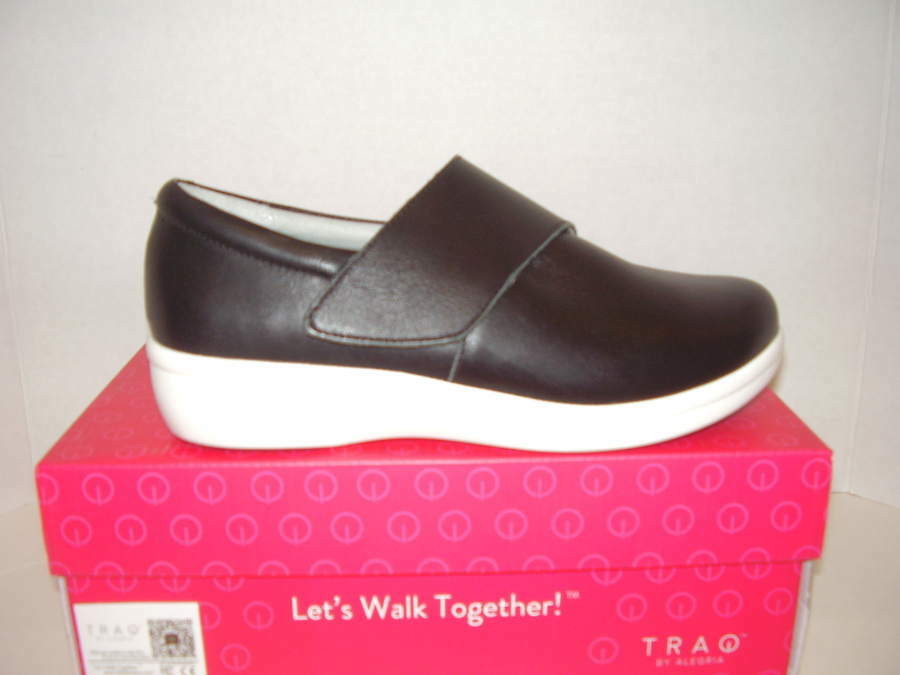 NEW TRAQ BY ALEGRIA “QIN” WOMENS SMART WALKING SHOES BLACK NAPPA EU 37 US 7-7.5M
