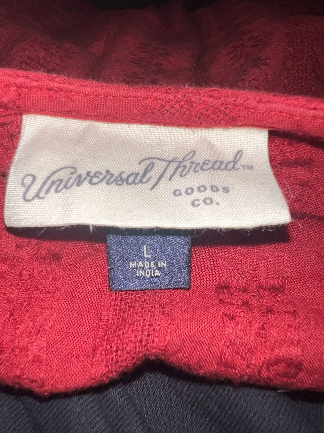 Universal Thread Maroon Ruffle Sleeve Eyelet Embroidered Blouse