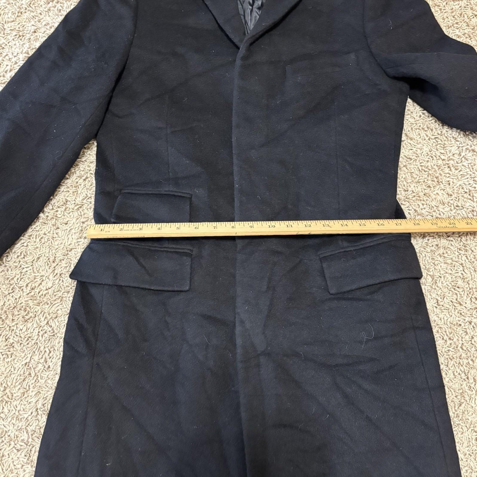 J Crew Coat Mens Small Black Wool Cashmere Mayfair Topcoat Slim Fit Overcoat