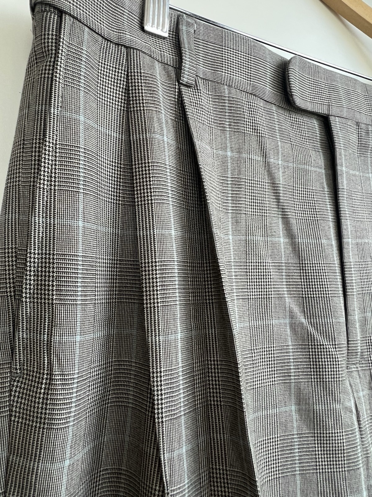 Men’s Traditional Fit Lands’ Ends Black Plaid Dress Pants Sz 36×34 Wool Blend P2