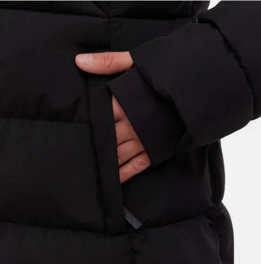 Bench Women’s Hooded Long Puffer Coat Jacket, Black, Size Large (a small rip)