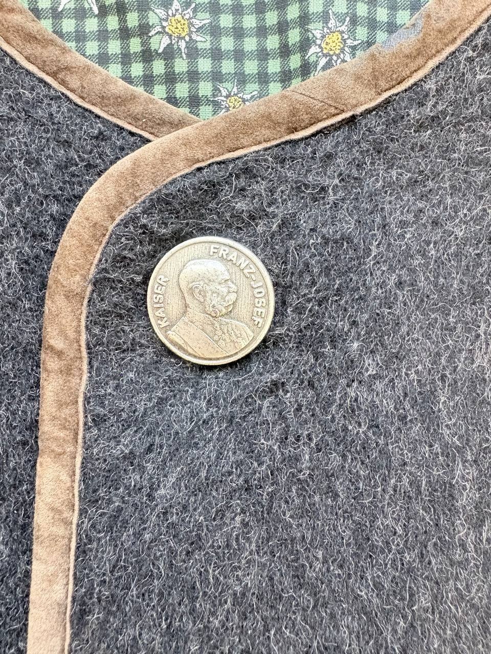Vintage H Moser Salzburg Men Loden Coat Grey Wool Trachten 54 XL Kaiser Franz