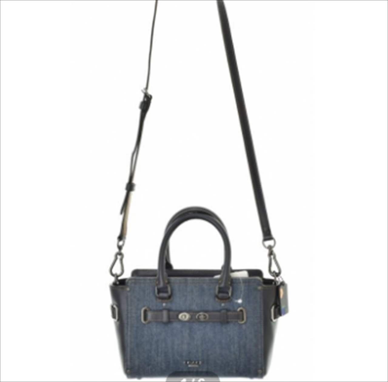 COACH F57575 Denim Mini Break Carrier 2WAY Shoulder Bag Size: W:7.9 × H:5.5 in.
