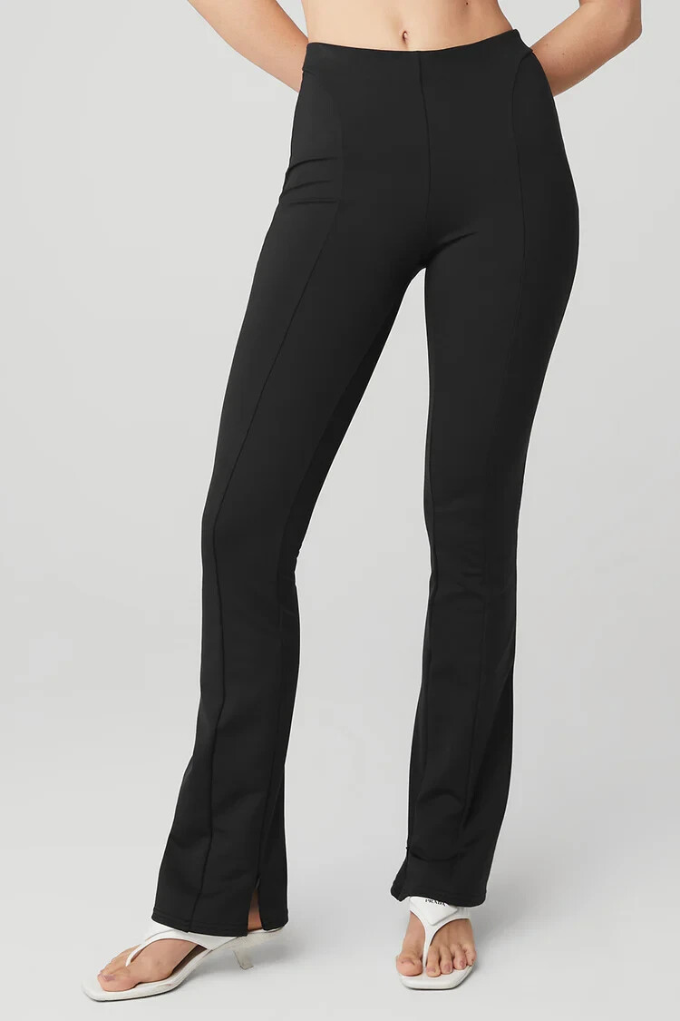 Alo High Waist Zip It Flare Legging Size S Black Reguar Length*31.5″-Orig. $138