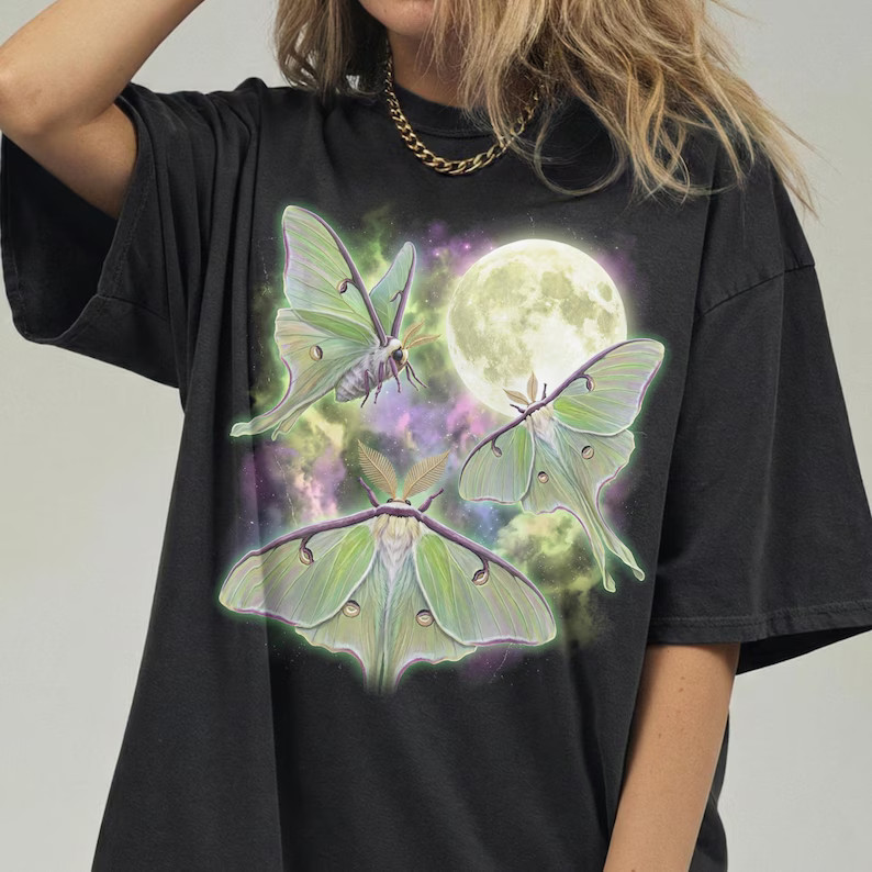 Luna Moth Moon Comfort Tee Insect Bug Nature Butterfly Design