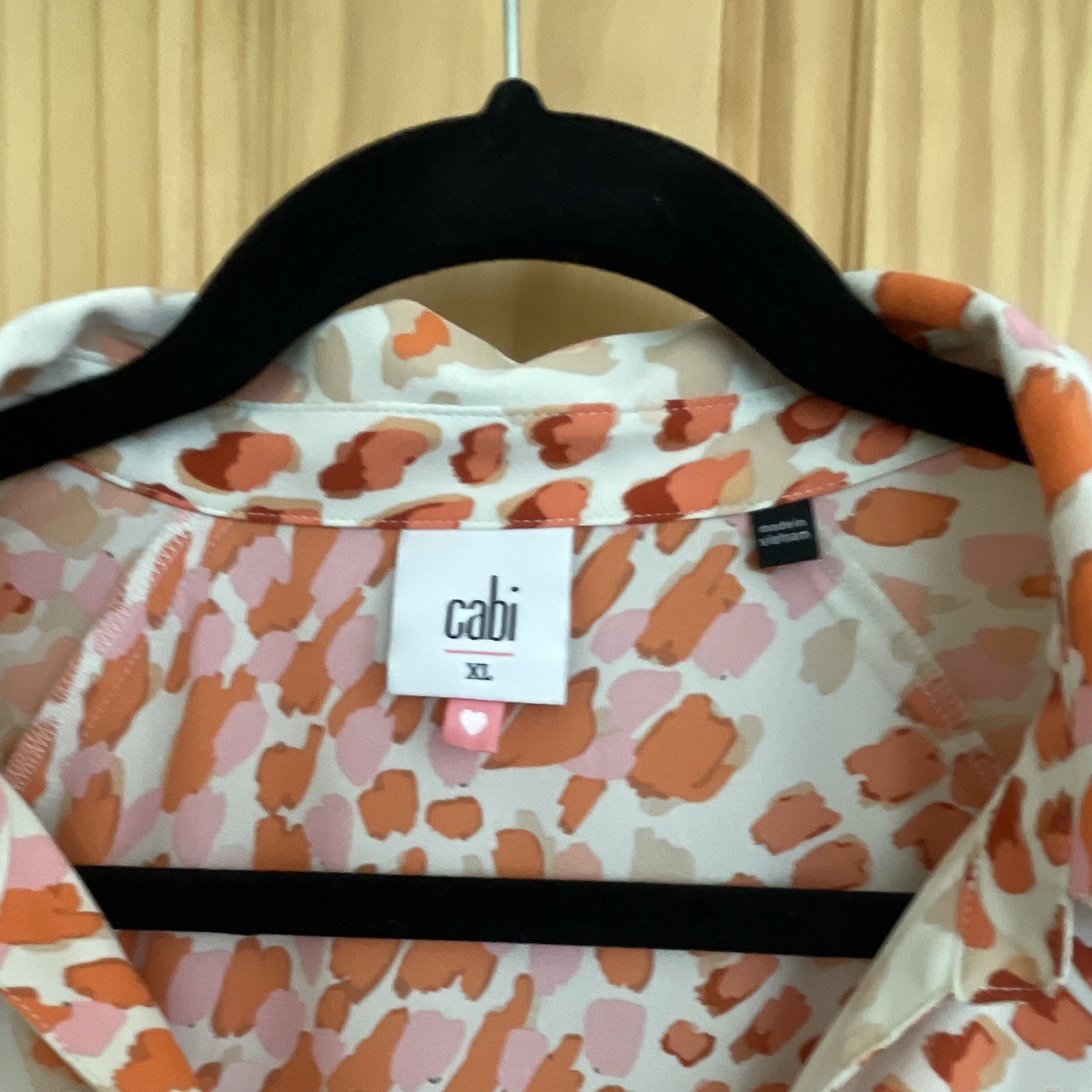 CAbi XL Animal Print Leopard Chiffon Tunic Blouse Button Front Collared
