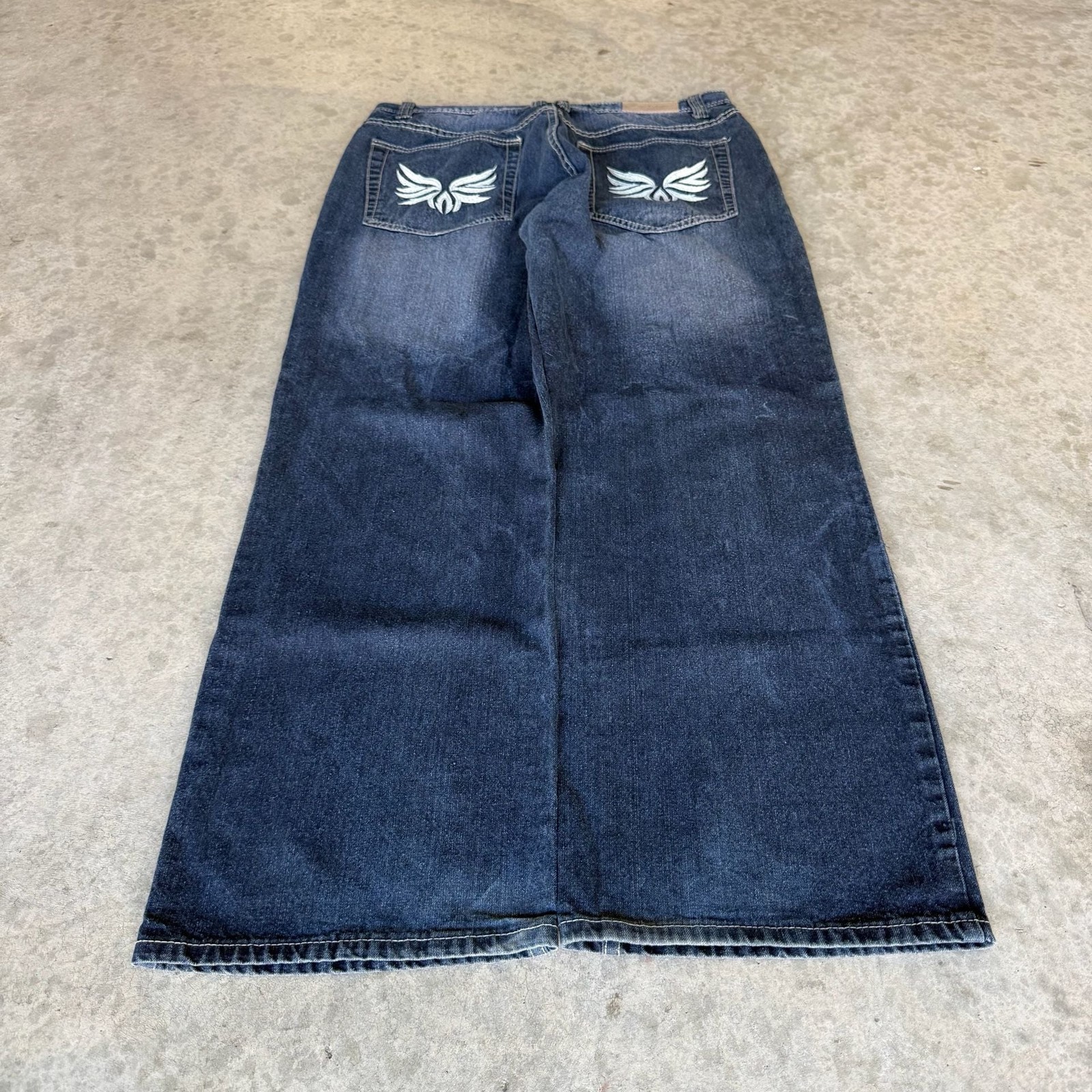 Vintage Y2K Jeans Colony Streetwear Baggy Jeans with Wing Embroidery