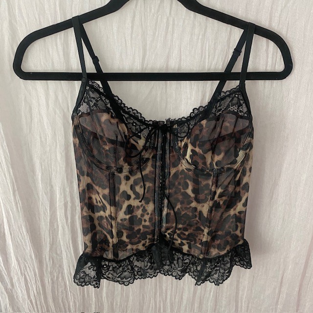 Leopard Print Lace Up Corset Top Indie Sleaze Gothic Glam Fashion Nova XS