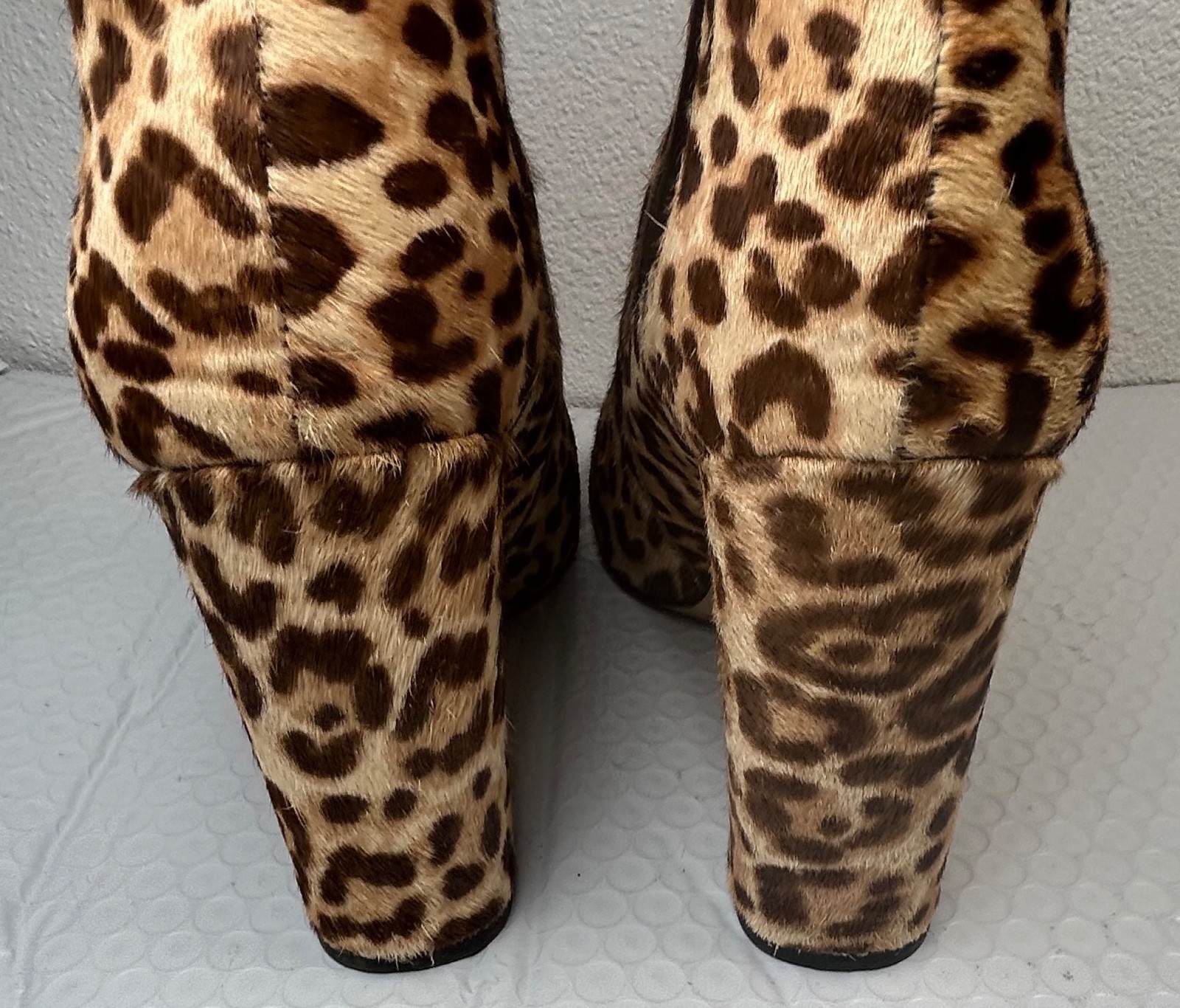 Sam Edelman Case Leopard Calf Hair Ankle Boots Chelsea Block Heel Women’s Size