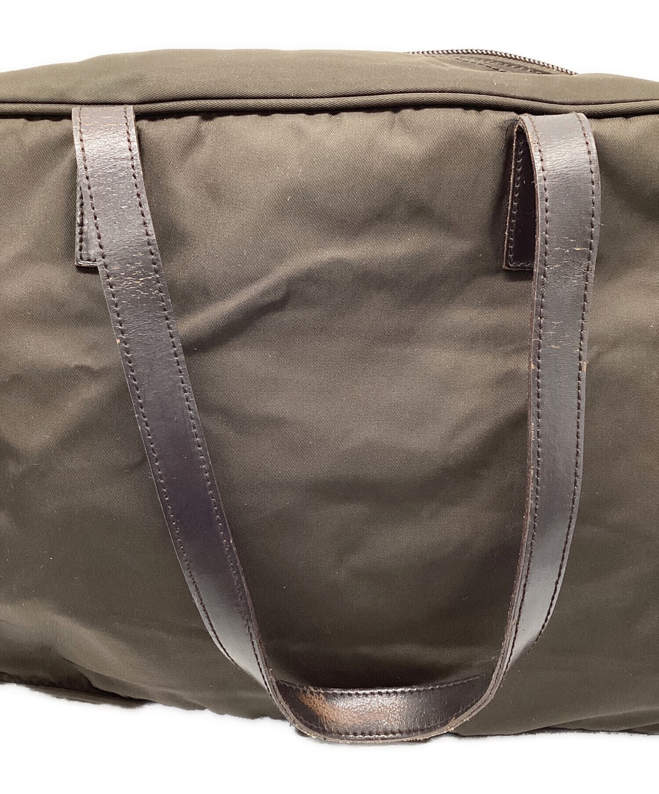 PRADA Briefcase Nylon Brown Mens Business Bag Zipper Woven Italy