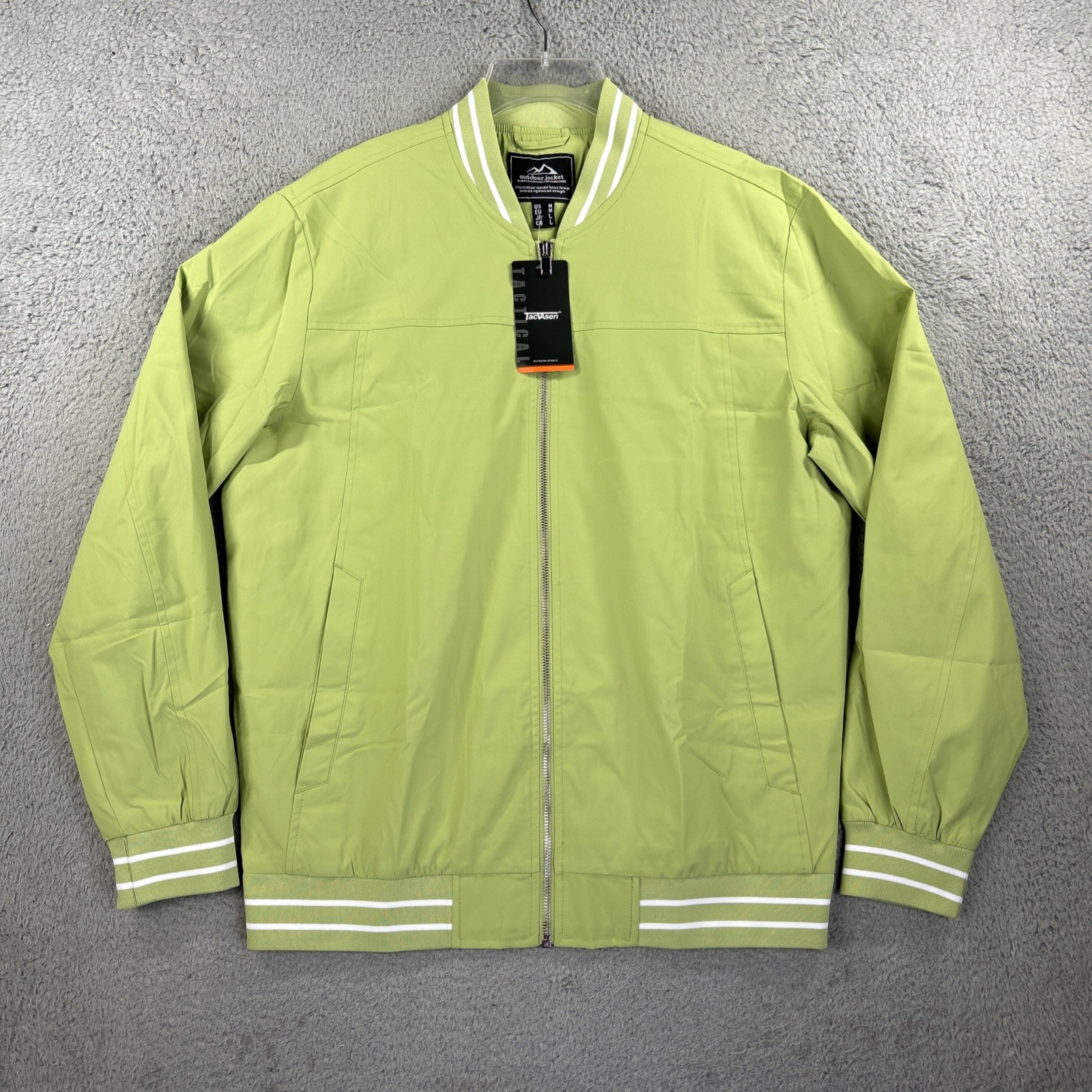 Tacvasen Jacket Mens Medium Green Windbreaker Lightweight Bomber Track Coat NEW