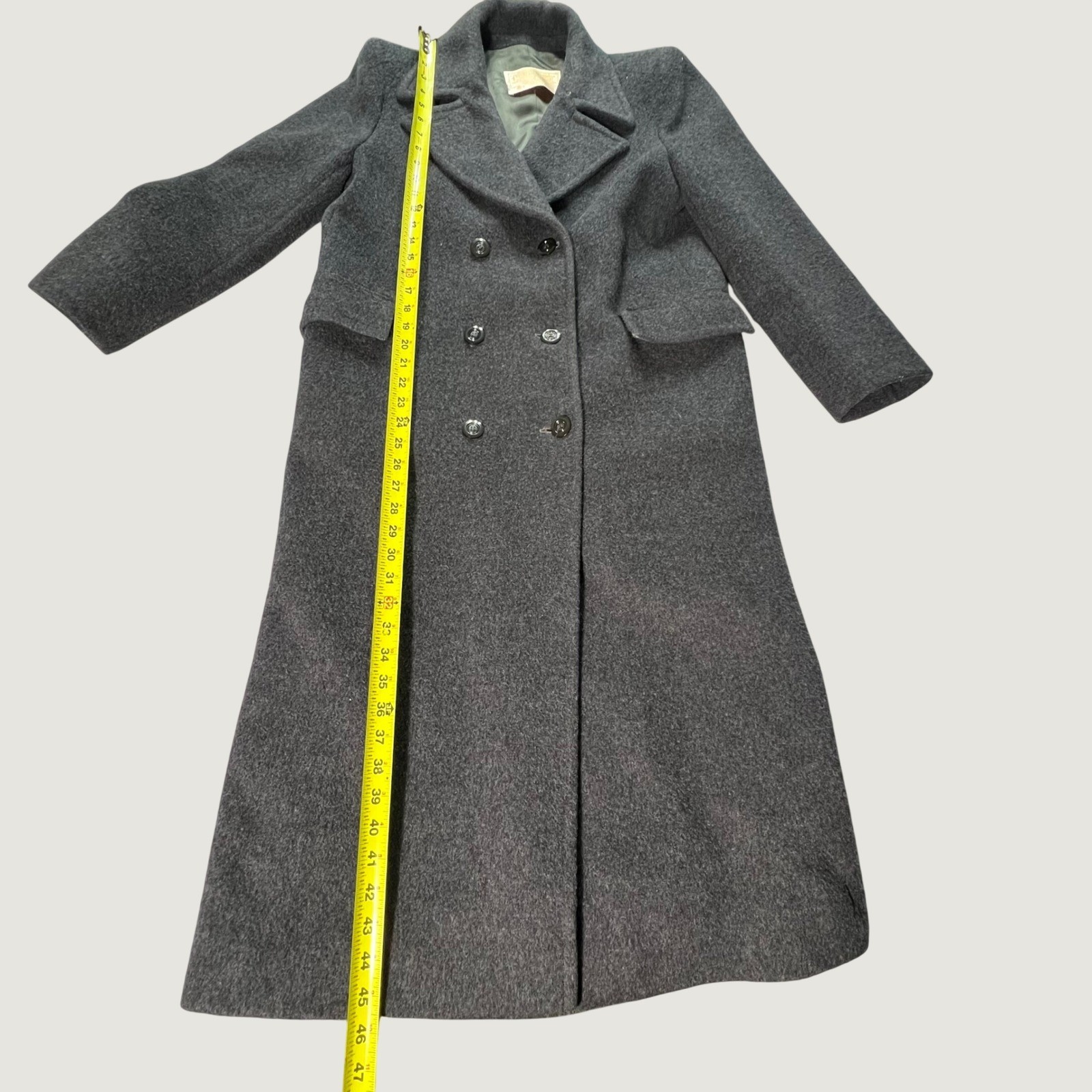 Pendleton Vintage Womens Gray 100% Virgin Wool Double Breasted Long Trench Coat