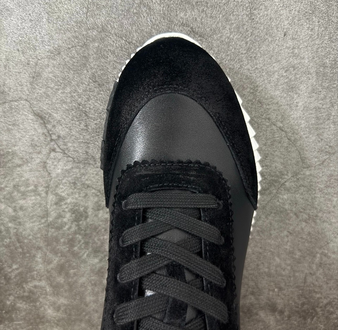 Hermes Bouncing Sneakers Black White Leather Lace Up Designer Shoes Men