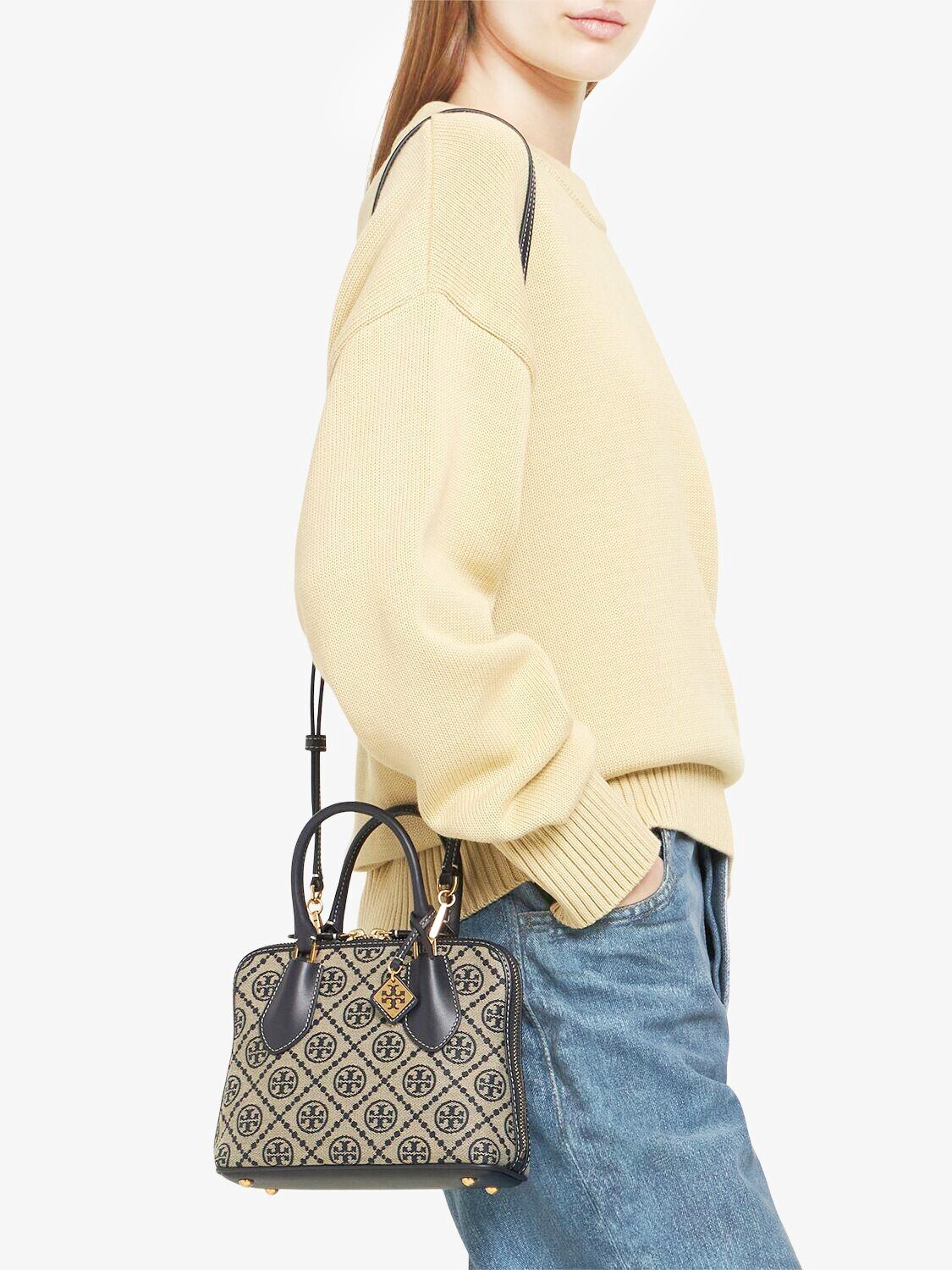 Tory Burch T Monogram Jacquard Mini Swing Bag Crossbody Purse Satchel 155620