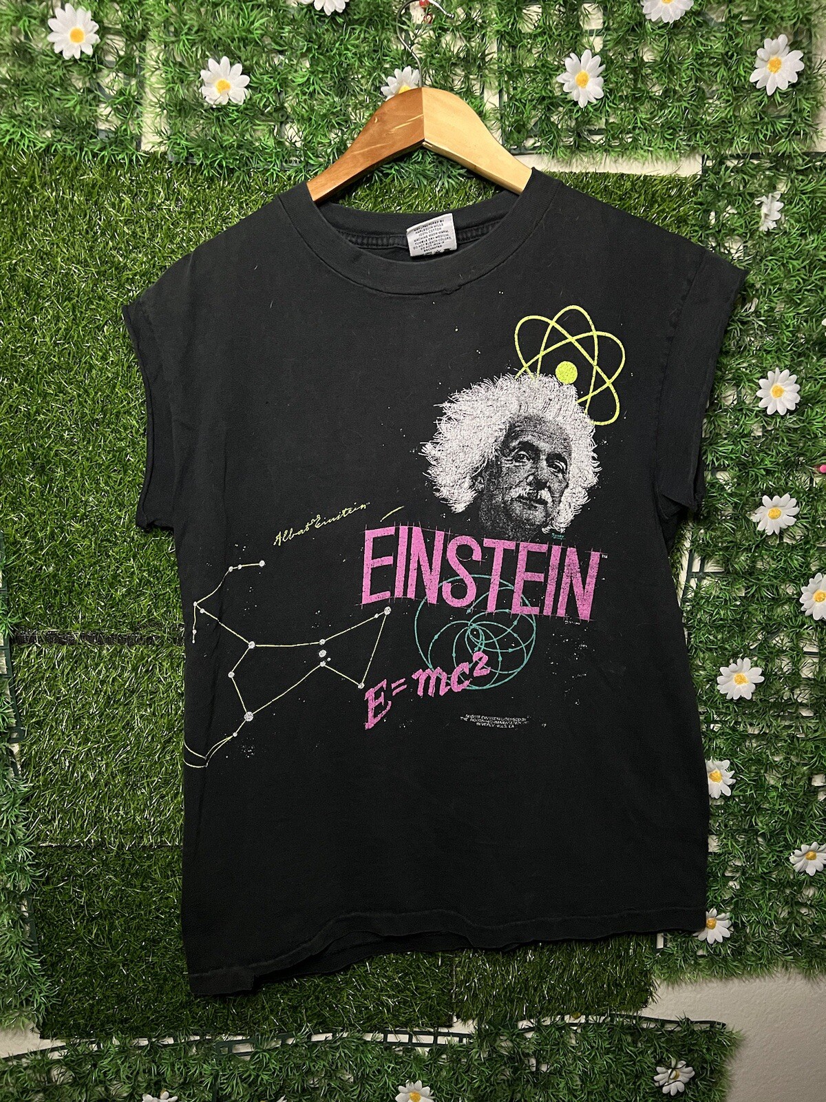 Vintage 90’s Albert Einstein T-Shirt Single Stitch Promo Tee Medium USA Made SEE