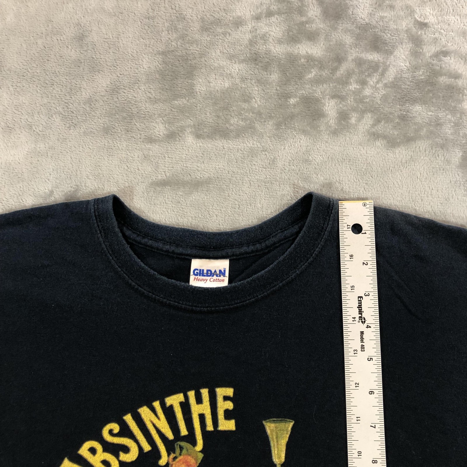VTG Gildan Shirt Mens L Black Absinthe La Fee Verte Fairy Graphic Tee Alcohol