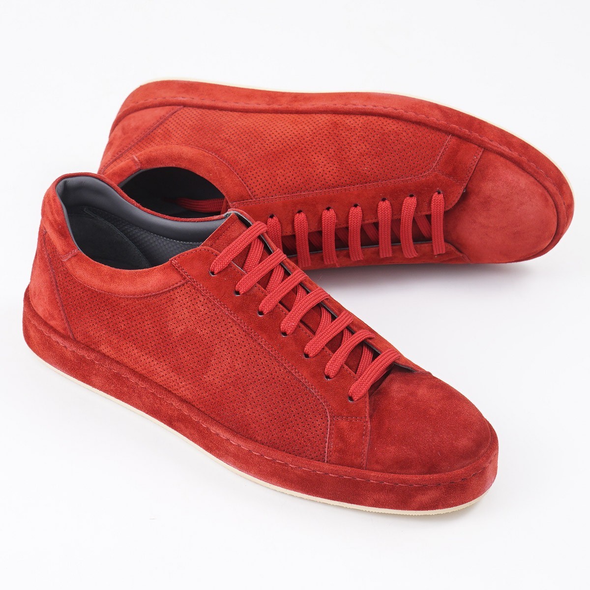 Brett Johnson Red Perforated ‘Cashmere Calf’ Suede Sneaker 9 (Eu 42) Shoes NIB