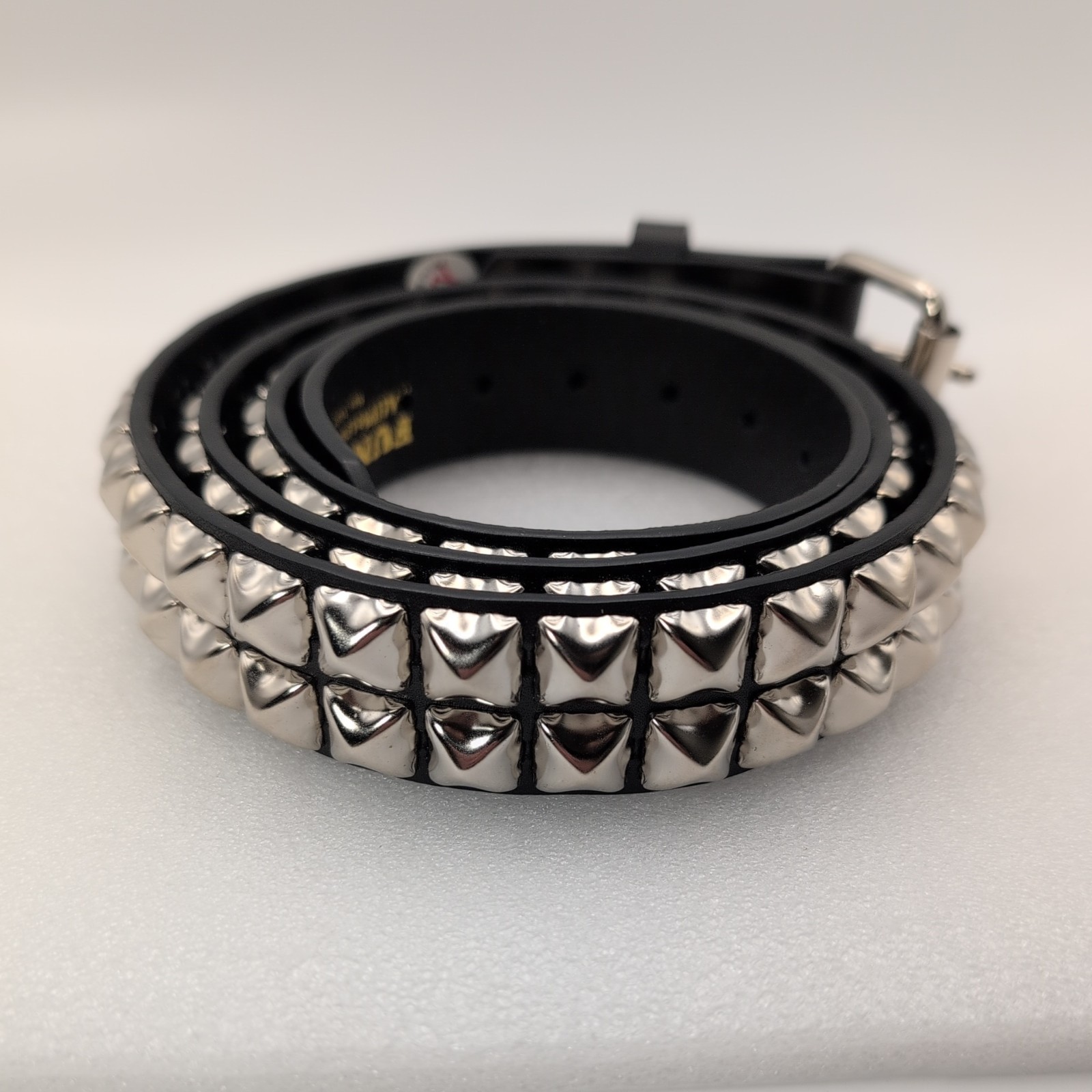 Funk Plus Double Row Pyramid Stud Leather Belt Punk Gorh Style Made In USA XXL