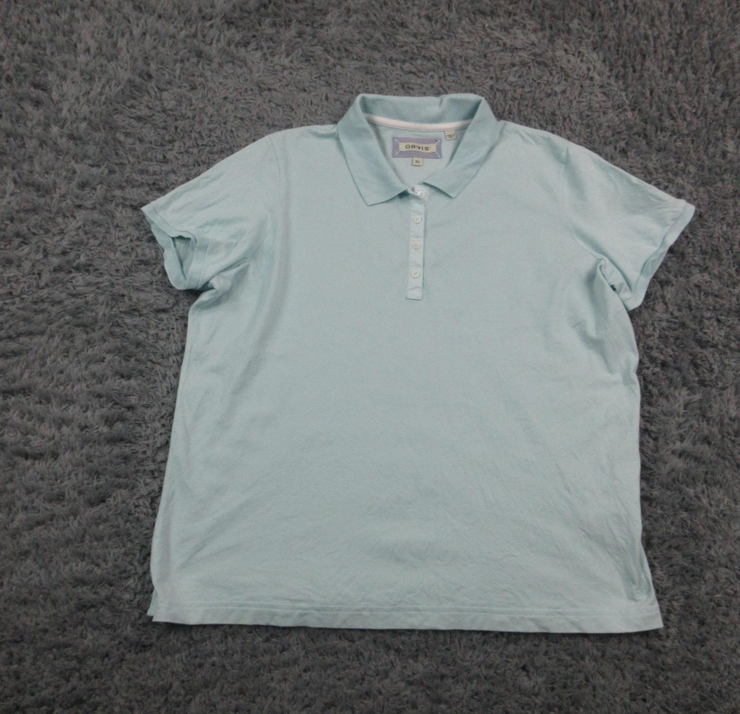 Orvis Polo Shirt Womens XL Blue Pima Cotton Stretch Casual Knit Short Sleeve