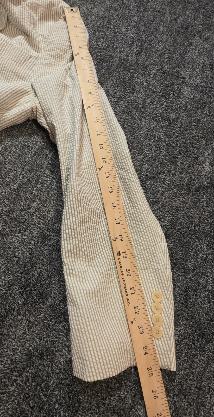 Haspel 2 Piece Seersucker Suit Tan Bisque White Men 46R 34×30 Old Money Southern