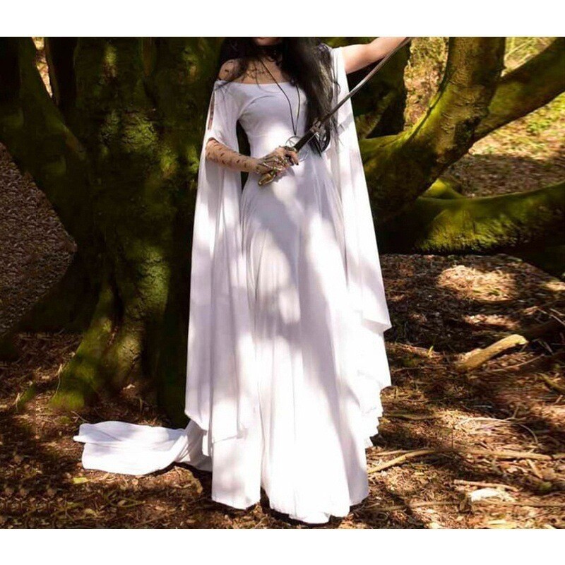 Medieval Renaissance Women’s Flare Sleeve Fantasy Fairy Dress Halloween Costume
