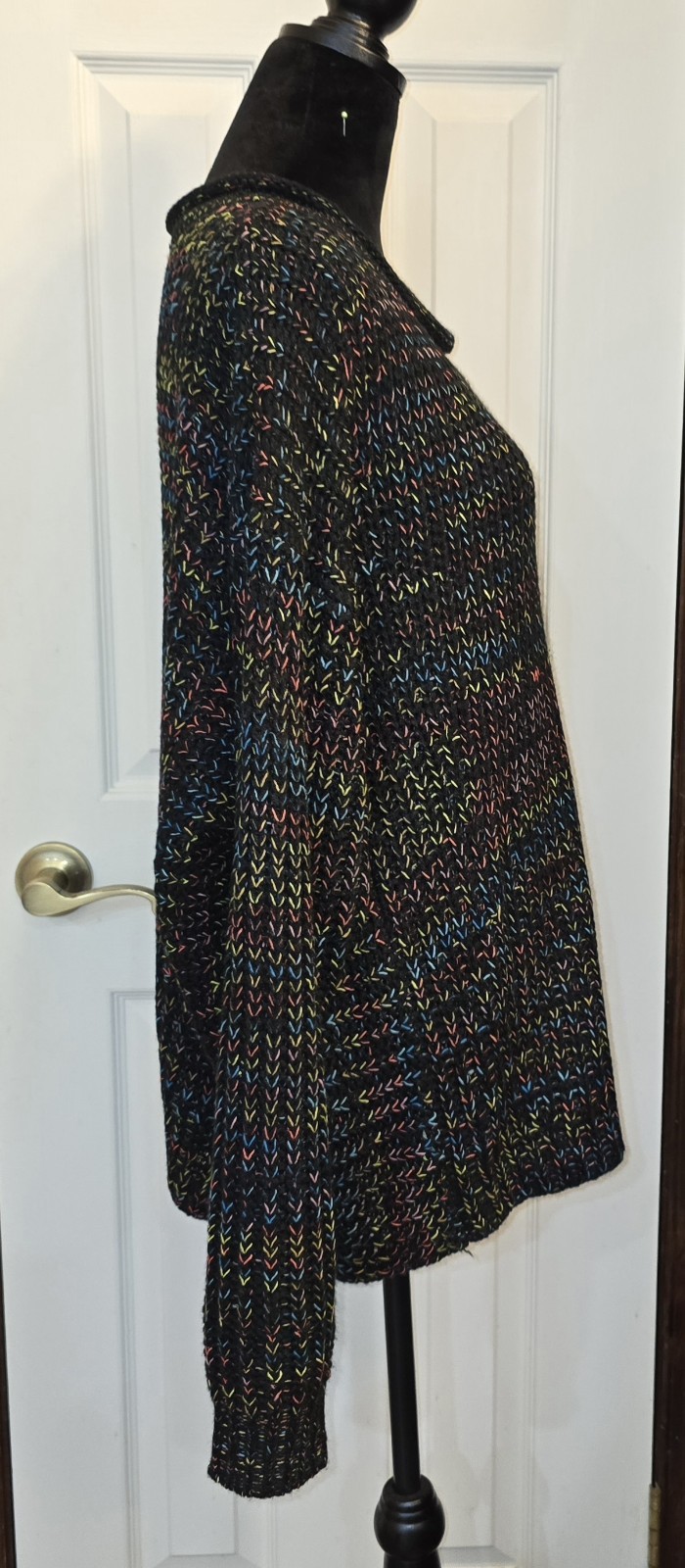 ​Davi & Dani Black Multicolor Chunky Knit Sweater Womens Med Textured