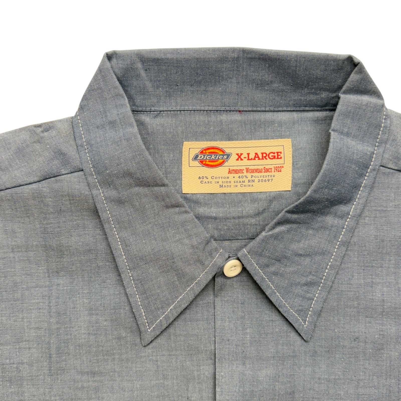 Dickies Long Sleeve Chambray Work Shirt Mens XL Blue