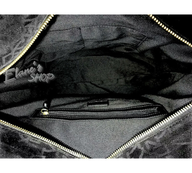 DKNY Authentic Signature t&c w/CIRCLE TURN-LOCK Black Tote HANDBAG NWT