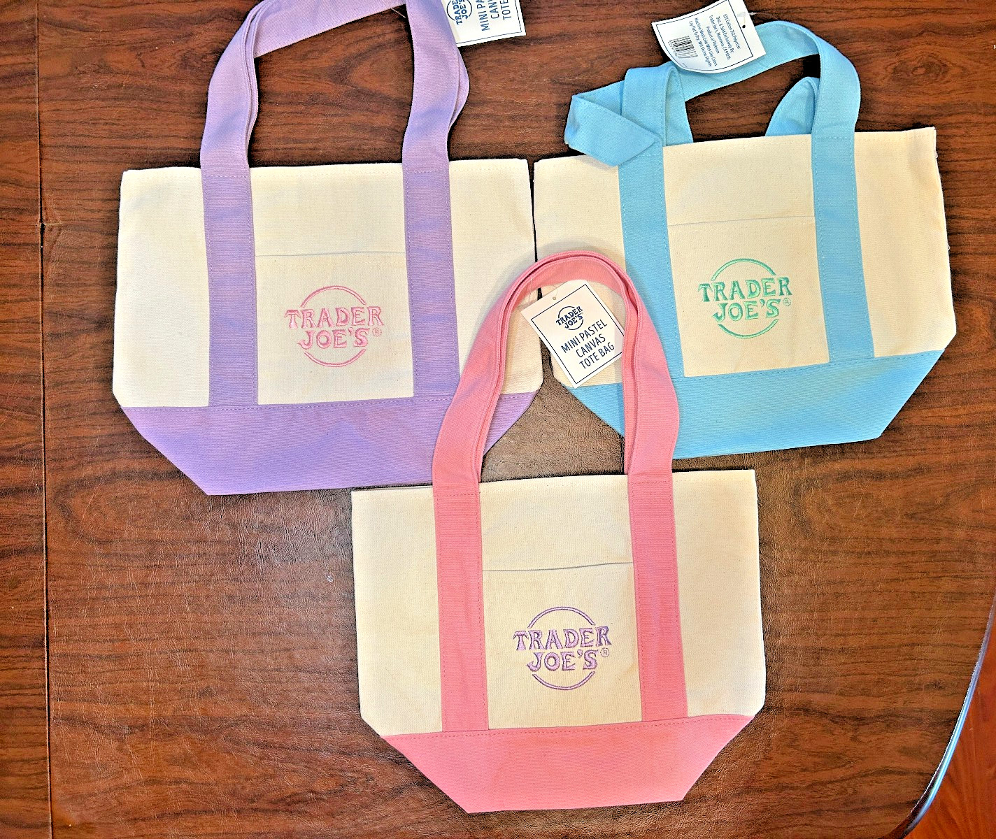 LIMITED EDITION Trader Joe’s Spring Pastel Mini Tote Bags 2025 NWT (Set of 3)