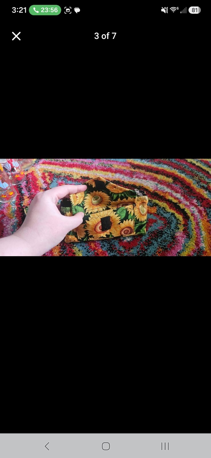 Sunflower Floral Zip-Around Wristlet Wallet w/ Wrist Strap, Zipper Button