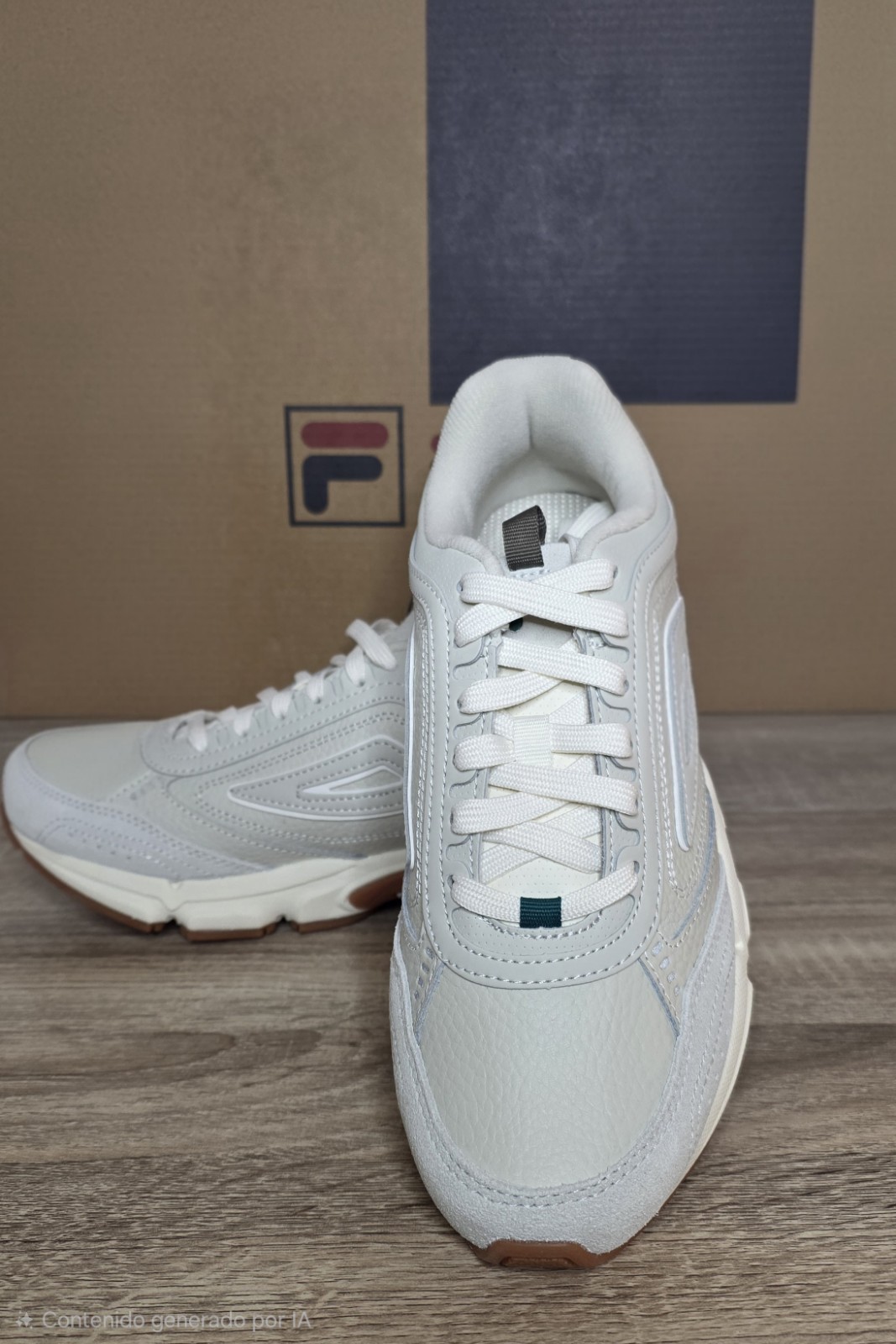 FILA Perano Women’s Low Top Lace-Up Sneaker White Brown Logo Accents