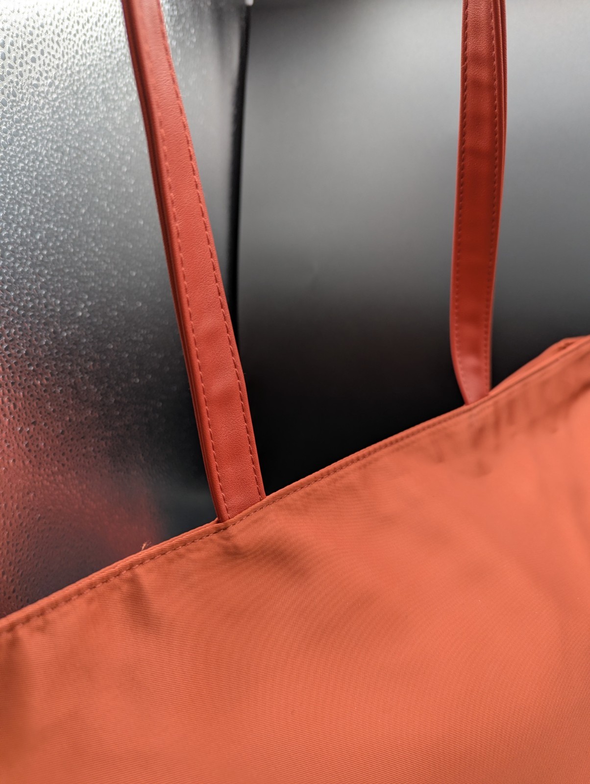 Saks Fifth Avenue Rust Color With Brass Zipper Top Large Tote Bag With Staps