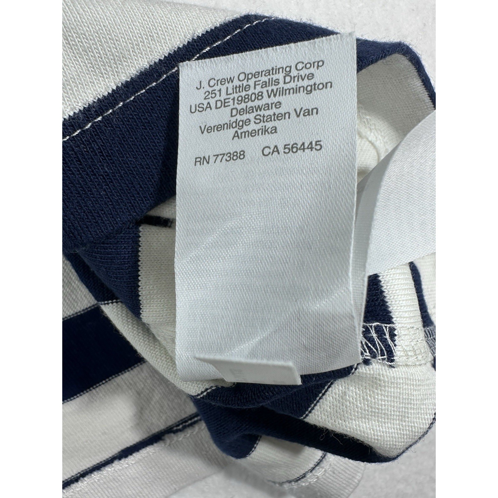 J. Crew Sailor Stripe Boatneck T-Shirt M Navy Blue White Gold Button Hem SP24