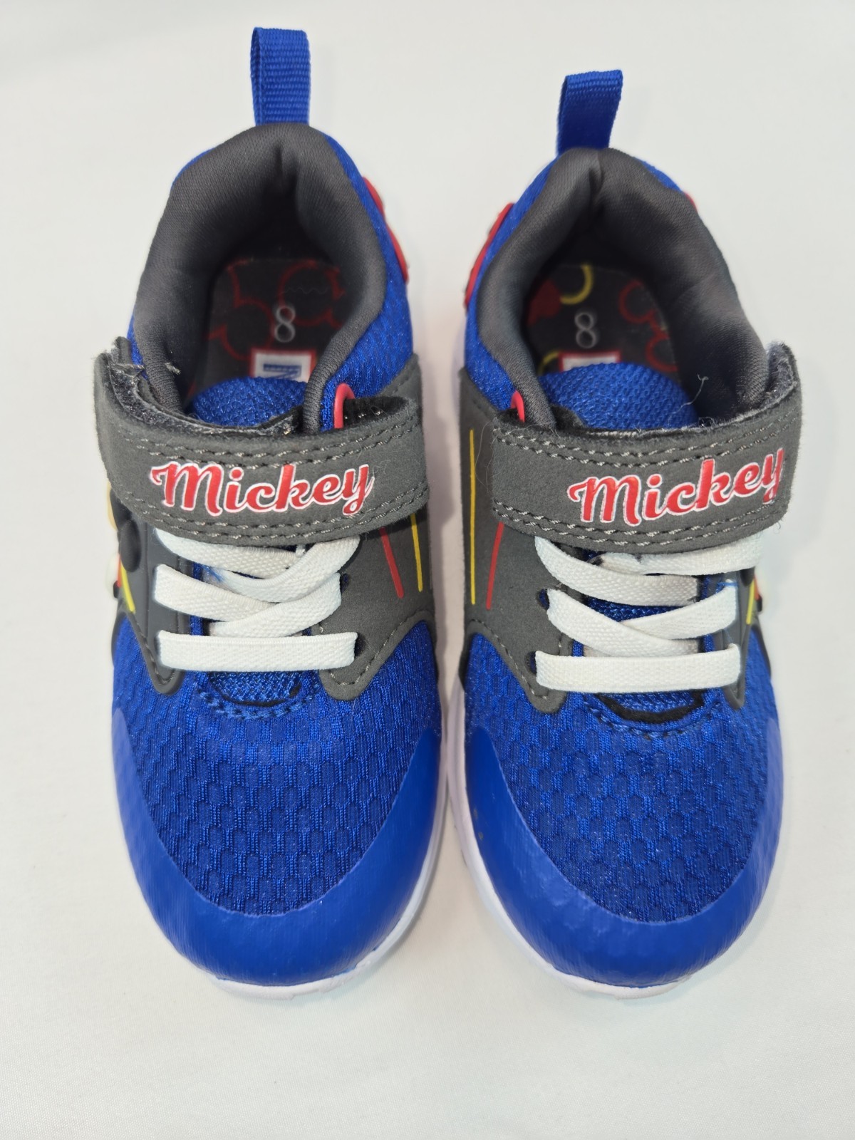 Disney Mickey Mouse Kids Size 8 Athletic Sneakers Hook & Loop Blue/Gray