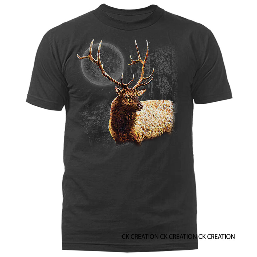 Elk Wilderness Outdoor Nature Wildlife Moon Animals T-shirt