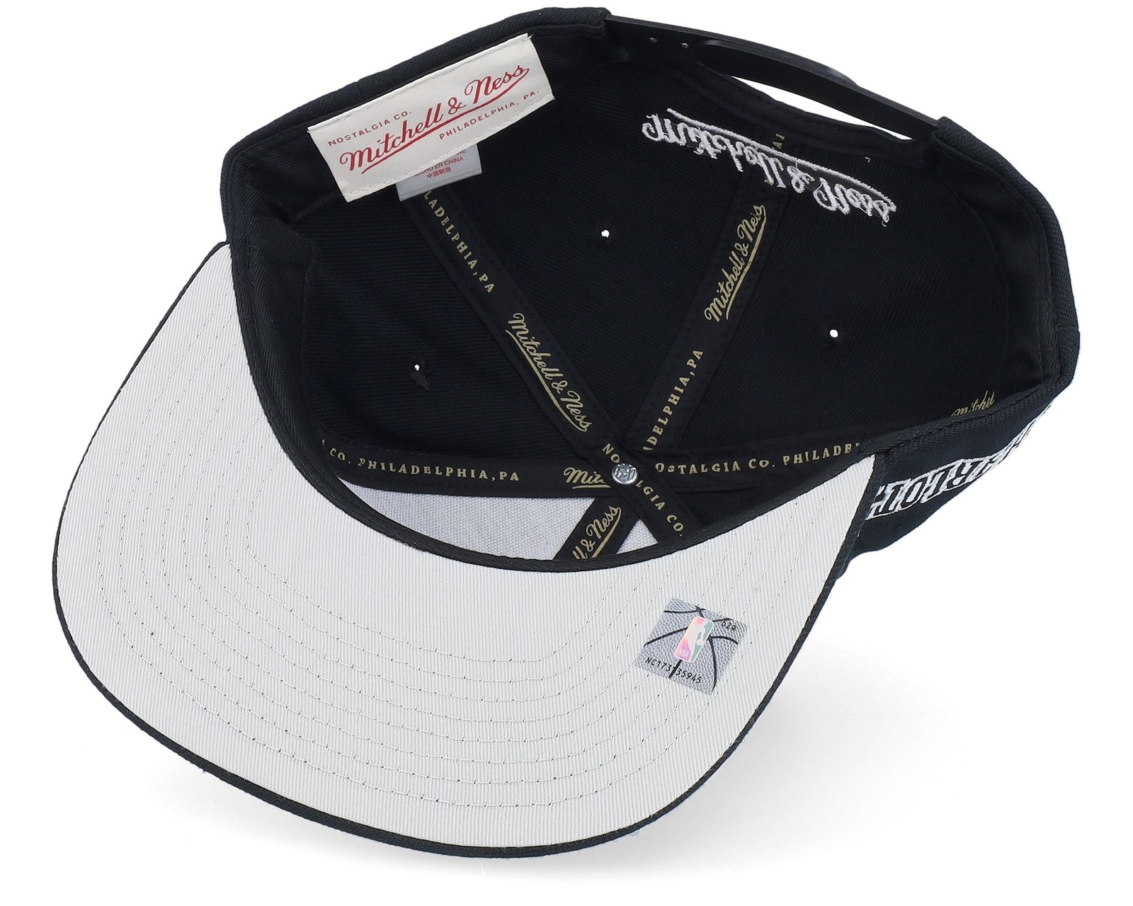 Mens Mitchell & Ness NBA EVERGREEN BLACK WHITE SNAPBACK HWC HORNETS