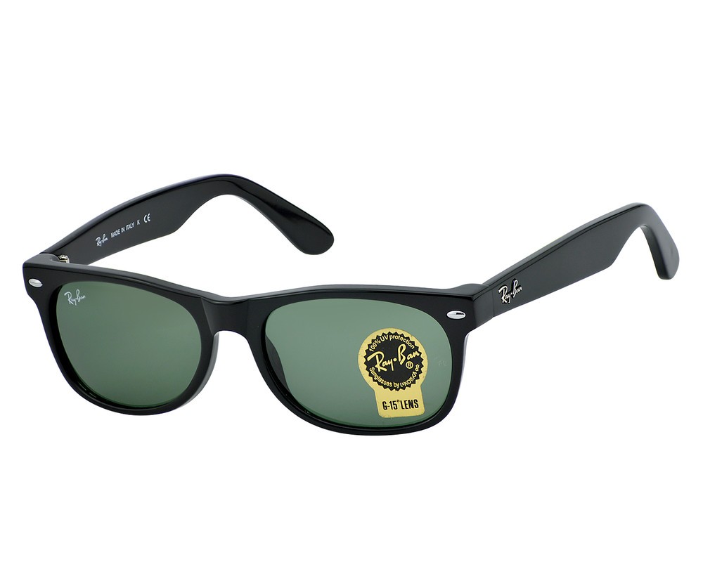 Ray-Ban RB2132 New Wayfarer Classic Black Frame Green Lens 55mm Unisex