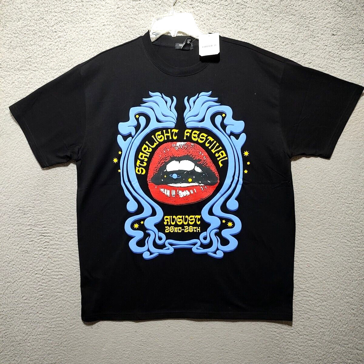Rock & Roll Concert Shirt Adult Medium Black Embossed Starlight Festival Unisex