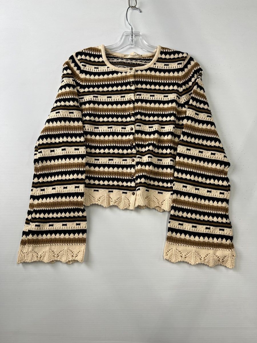 SEZANE Mara Knit Cardigan Women’s Size M Ecru/Black