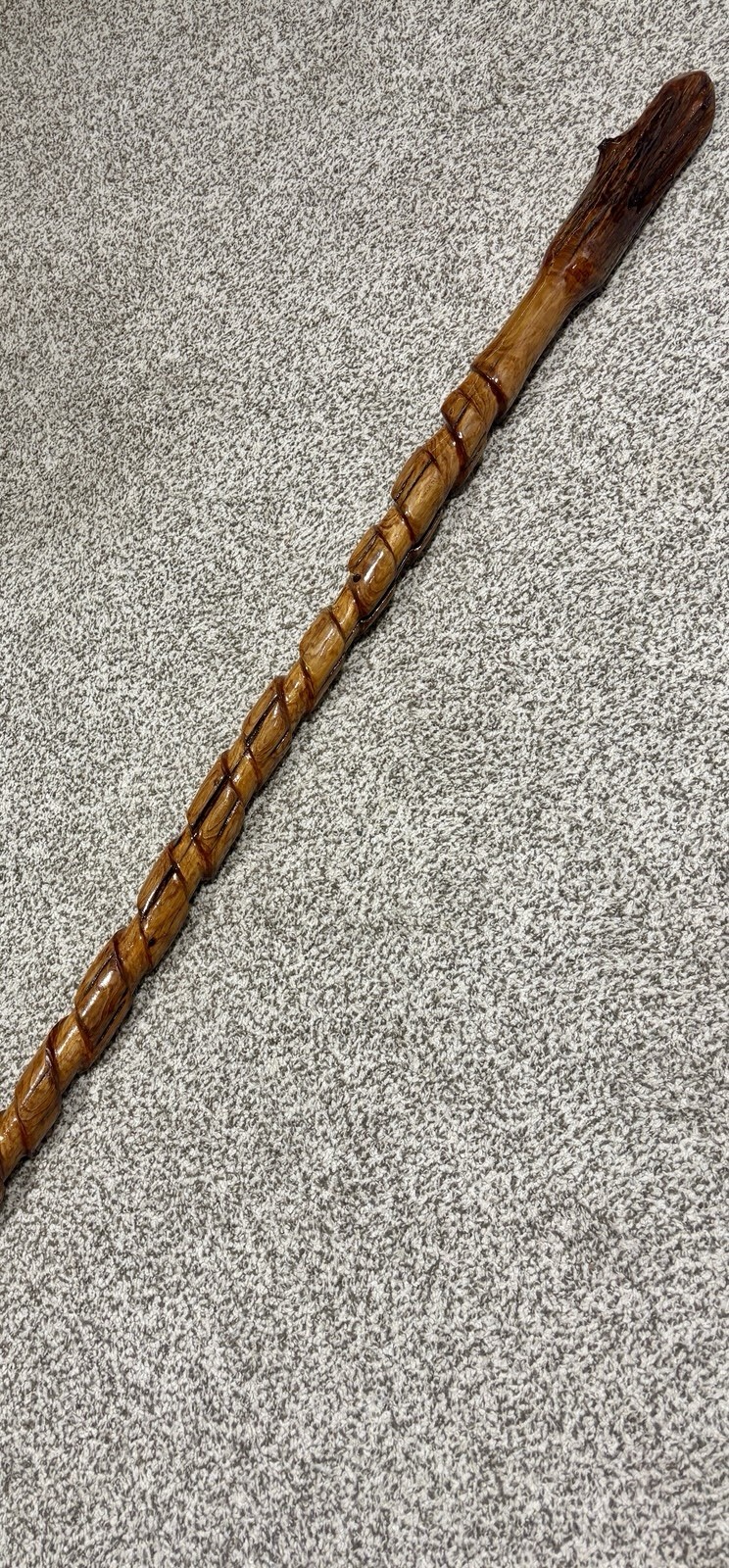 59” Hiking Staff Walking Stick W/stand Hand Carved Juniper From Gulf Coast River