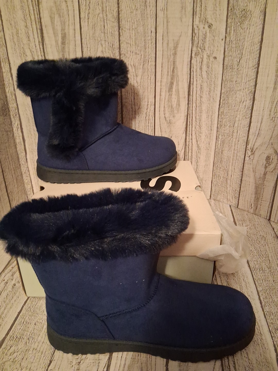 Kohl’s Blue So Good for Life Paulina Snow Boots Faux Suede Size 10 New