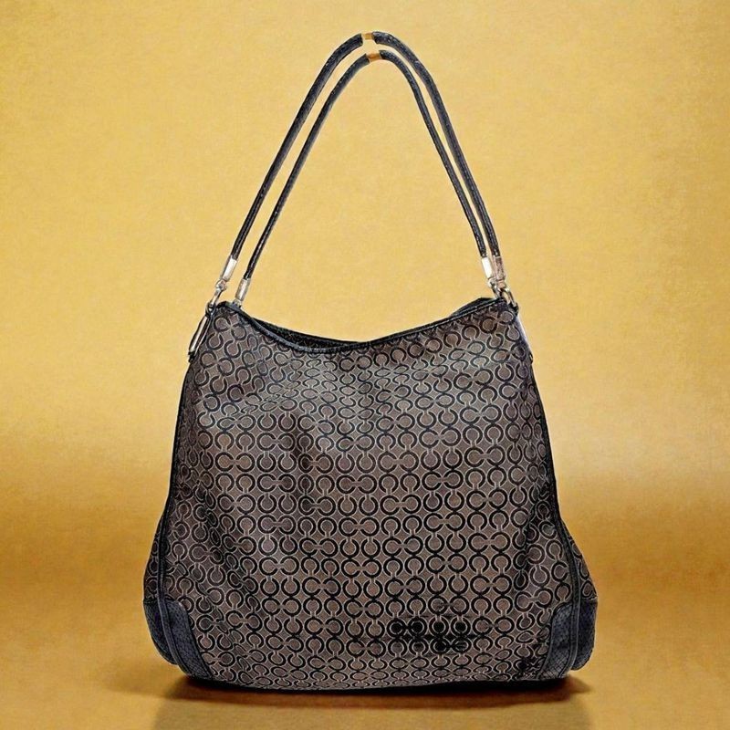Coach Madison Phoebe Op Art fabric Shoulder Shoulder Bag Black/ Grey lot15